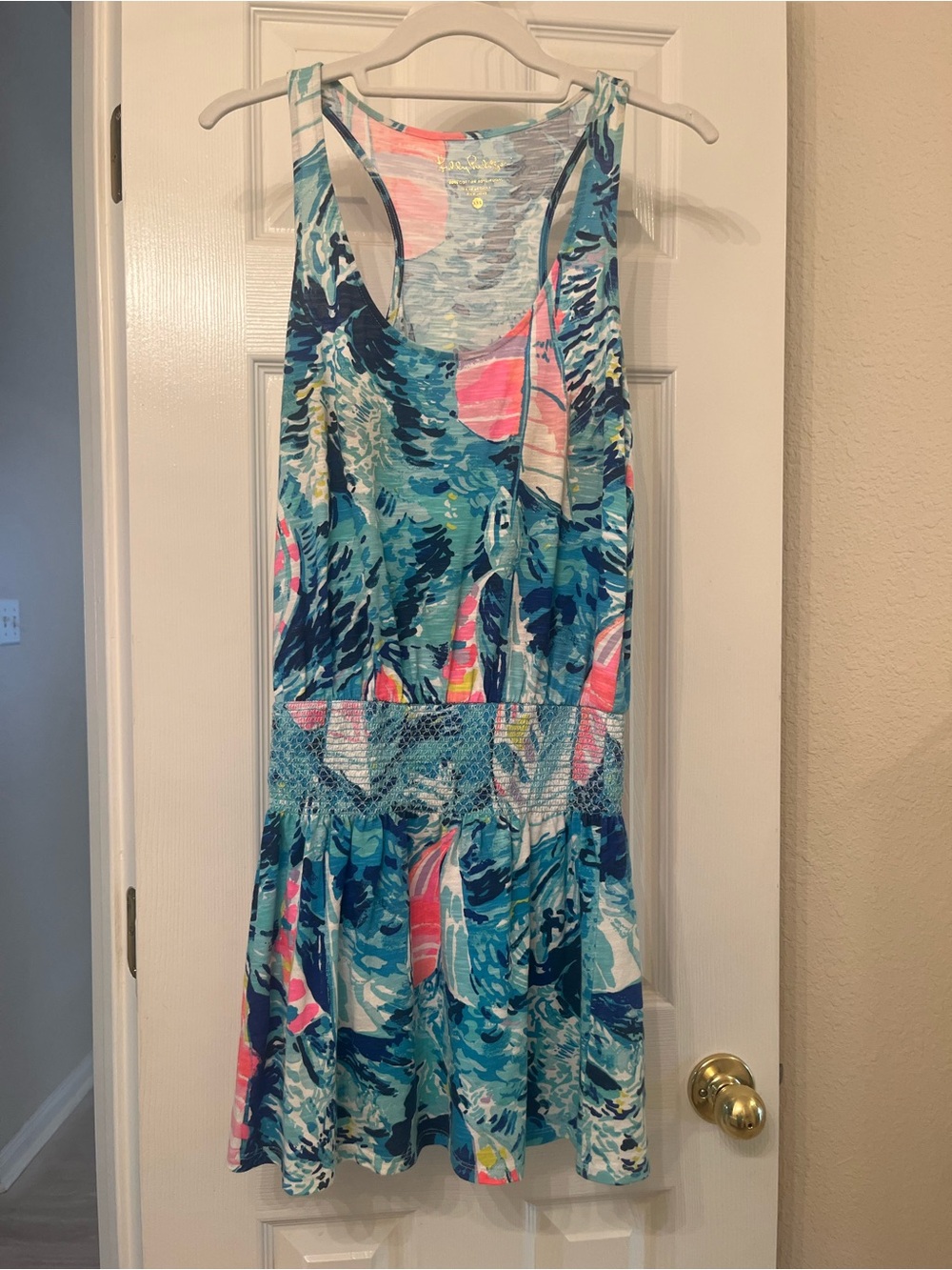Lilly Pulitzer Sleeveless Blue Tropical Print Sundress in XXS